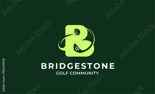 Monogram logo design initial B and Golf. Golf ball, golf stick and sport typography concept. Club and community template design.