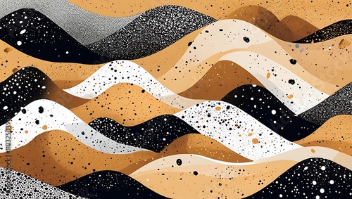 Wallpaper Mural Abstract Wavy Pattern in Earthy Tones and Speckles Torontodigital.ca