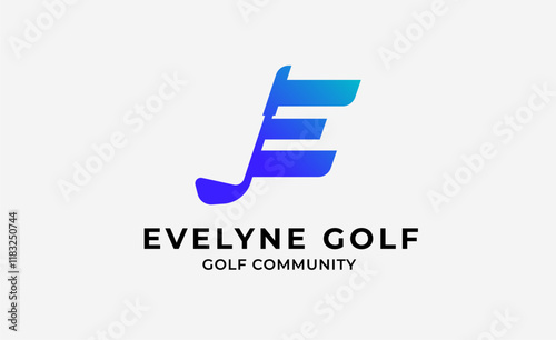 Monogram logo design initial E and Golf. Golf ball, golf stick and sport typography concept. Club and community template design. Club and community template design.