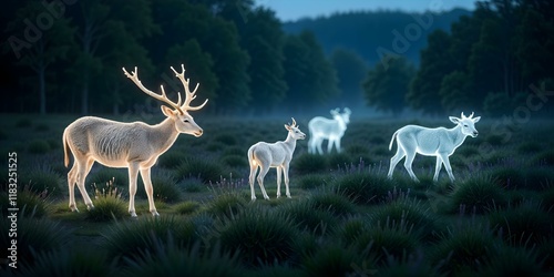 Glowing Deer in Tranquil Forest Harmony of Wildlife and Light