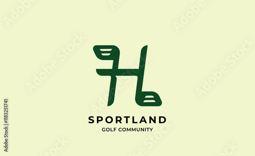 Monogram logo design initial H and Golf. Golf ball, golf stick and sport typography concept. Club and community template design. Club and community template design.