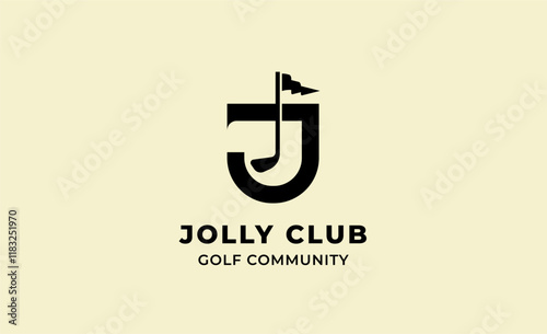 Monogram logo design initial J and Golf. Golf ball, golf stick and sport typography concept. Club and community template design. Club and community template design.