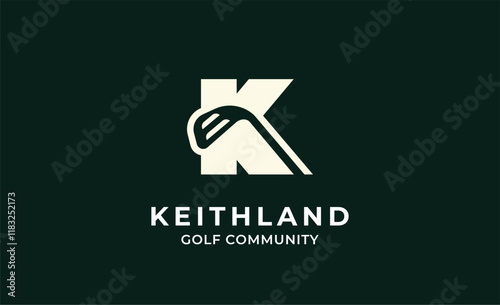 Monogram logo design initial K and Golf. Golf ball, golf stick and sport typography concept. Club and community template design. Club and community template design.