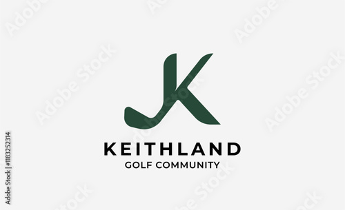 Monogram logo design initial K and Golf. Golf ball, golf stick and sport typography concept. Club and community template design. Club and community template design.