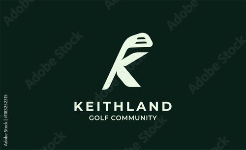 Monogram logo design initial K and Golf. Golf ball, golf stick and sport typography concept. Club and community template design. Club and community template design.