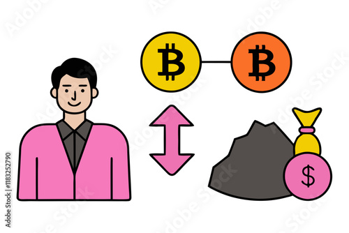 Cryptocurrency and Currency Illustration - Financial Concept Art for Digital Assets