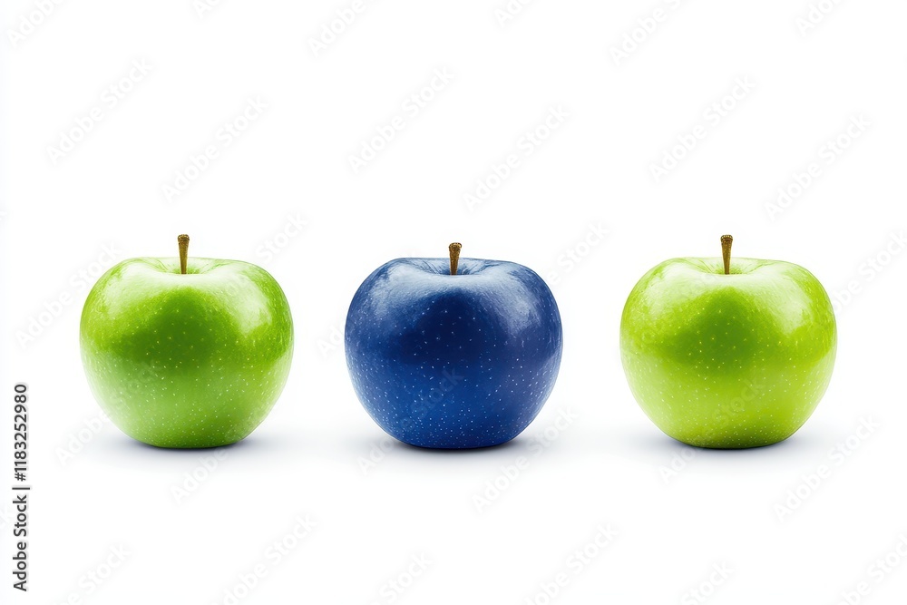 Colorful apples arranged in a line showcasing vibrant hues and unique shapes on a clean background Colorful apples arranged in a line showcasing vibrant hues and unique shapes on a clean background