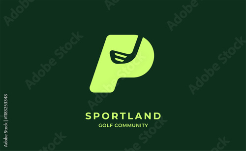 Monogram logo design initial P and Golf. Golf ball, golf stick and sport typography concept. Club and community template design. Club and community template design.