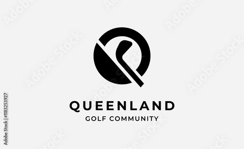 Monogram logo design initial Q and Golf. Golf ball, golf stick and sport typography concept. Club and community template design. Club and community template design.