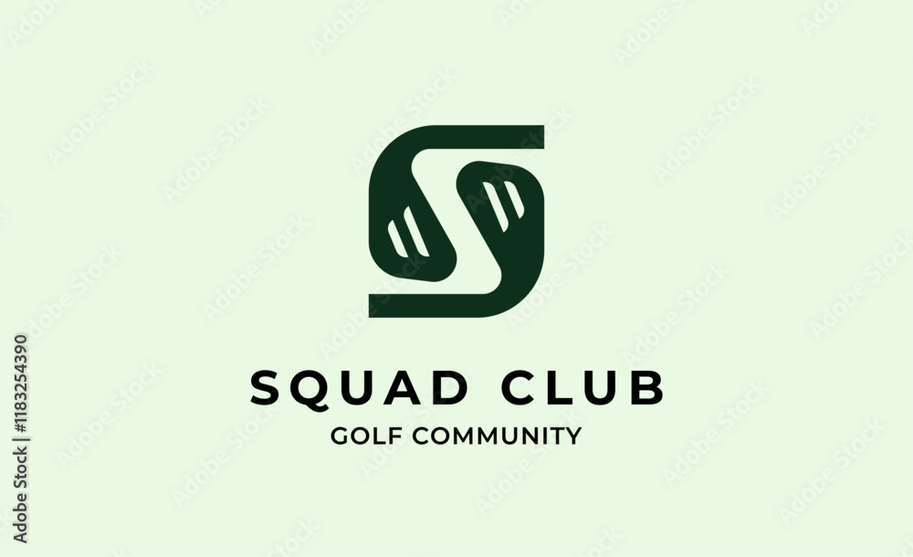 Fototapeta premium Monogram logo design initial S and Golf. Golf ball, golf stick and sport typography concept. Club and community template design. Club and community template design.