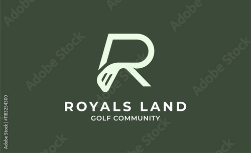 Monogram logo design initial R and Golf. Golf ball, golf stick and sport typography concept. Club and community template design. Club and community template design.