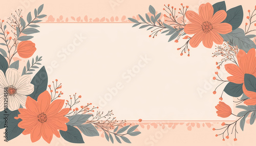 Ornate Floral Frame with Blank Center