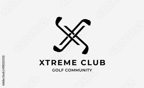 Monogram logo design initial X and Golf. Golf ball, golf stick and sport typography concept. Club and community template design. Club and community template design.