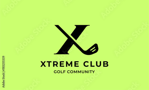 Monogram logo design initial X and Golf. Golf ball, golf stick and sport typography concept. Club and community template design. Club and community template design.