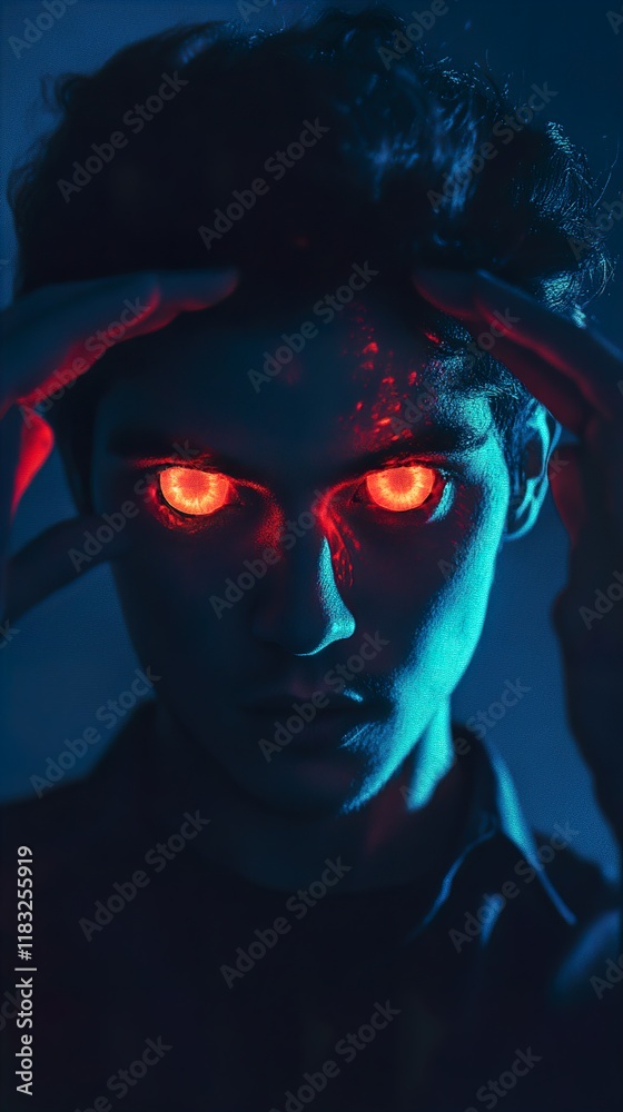 Glowing Red Eyes: A Dark and Dramatic Portrait Glowing Red Eyes: A Dark and Dramatic Portrait