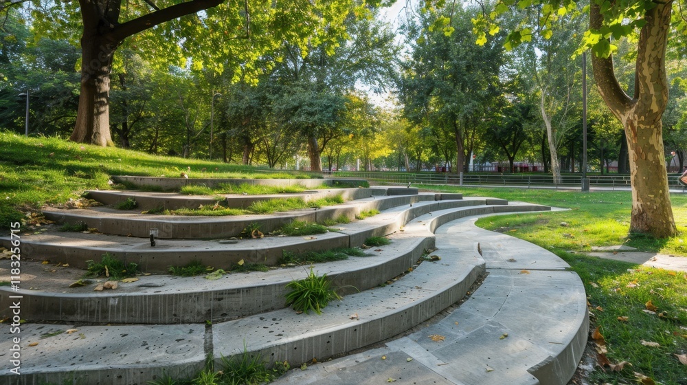 Community Hub: A vibrant park featuring an amphitheater for events, markets, and live performances, fostering connection and bringing the community together in celebration.
