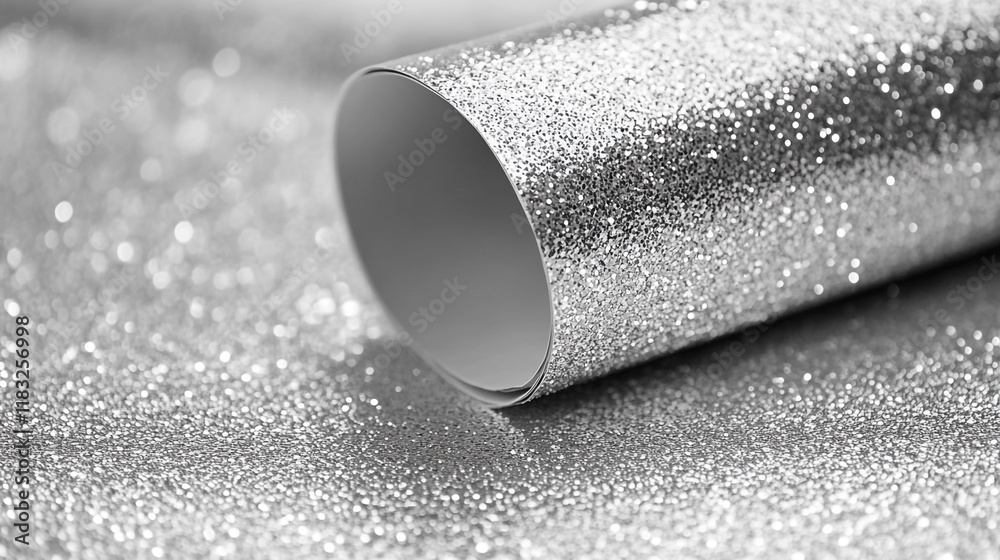 Shimmering silver glitter paper rolls creating a festive atmosphere for celebrations