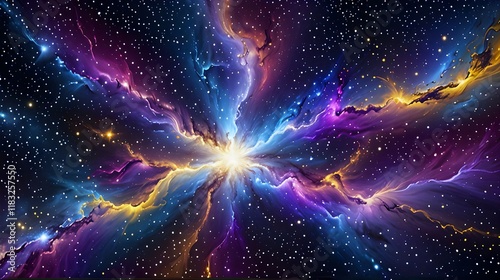 Wallpaper Mural Abstract image background gradient color purple yellow blue like streaks of star explosions in the galaxy. Abstract wallpaper background gradient color  Torontodigital.ca