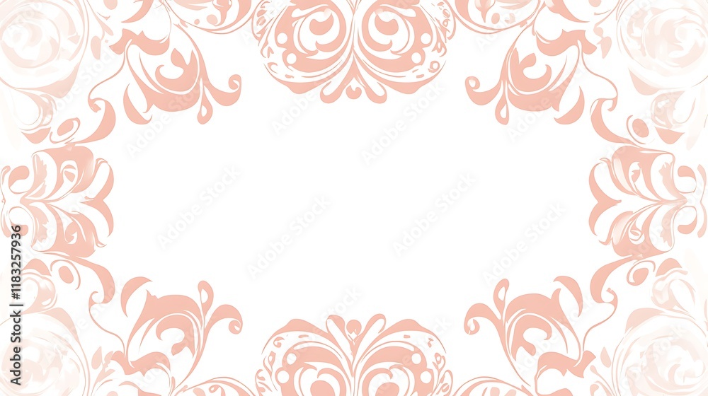 Obraz premium Peach Floral Frame Design Elegant White Background