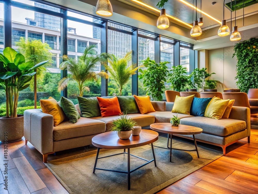 Fototapeta premium Modern Comfortable Generative AI Seating Design: Candid Photo