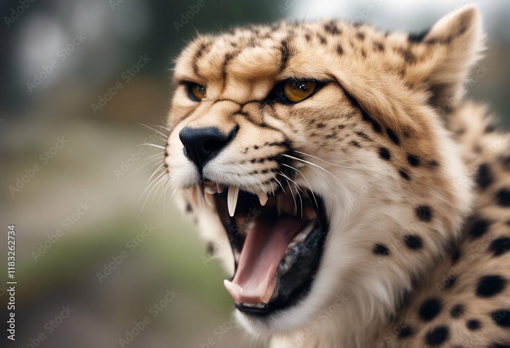 Fototapeta premium cheetah raldic mascot generated cat generate african animal tattoo leopard character 