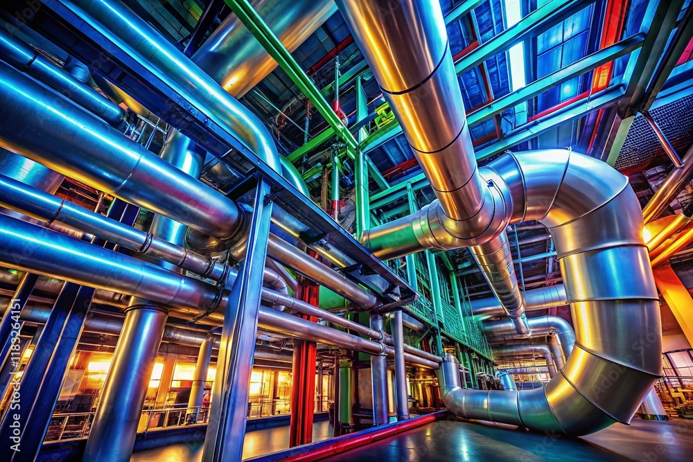 Modern Industrial Pipe Installation: Minimalist Engineering Design Perspective Modern Industrial Pipe Installation: Minimalist Engineering Design Perspective