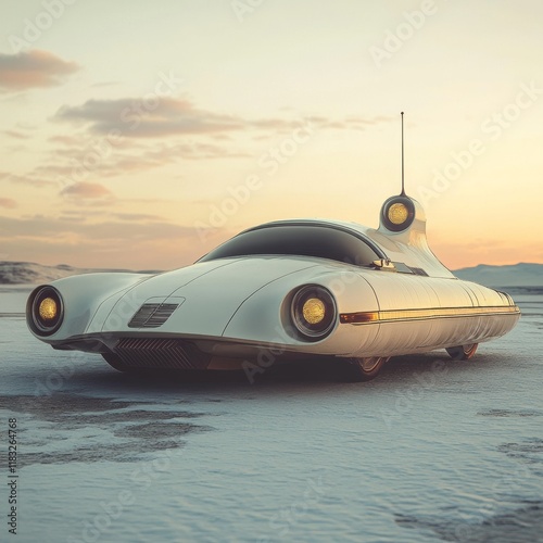 interior design  with a retro-futuristic vibe, combining vintage design with futuristic elements