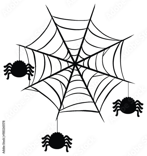 Spiders and Web Vector Illustration