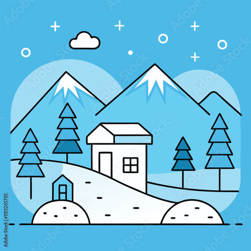 winter landscape with houses