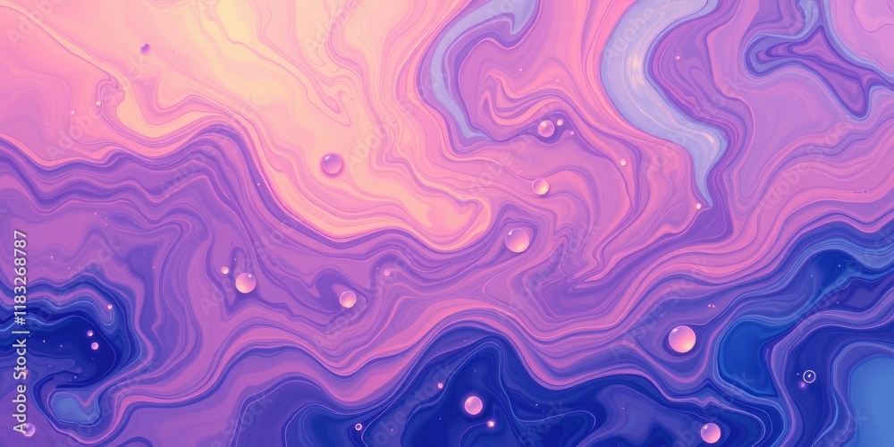 Fototapeta premium Abstract Swirling Pastel Hues with Floating Orb Elements, Ideal for Digital Backgrounds and Design Projects