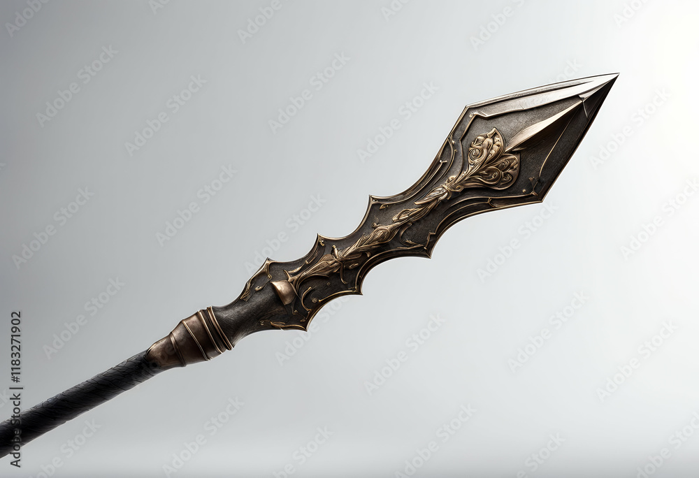 Obraz premium spear olated background white medieval battle wooden knight hunt sharp war mediaeval apon warrior steel vintage ancient gladiator symbol sport
