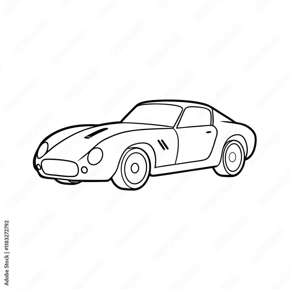 Fototapeta premium Car transport line art vector illustration