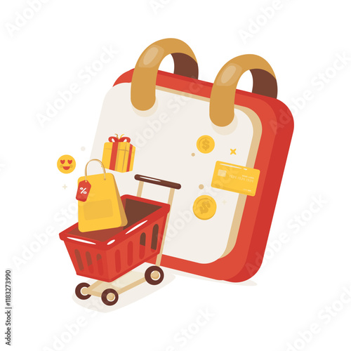 Flat design calendar object for online shopping promo