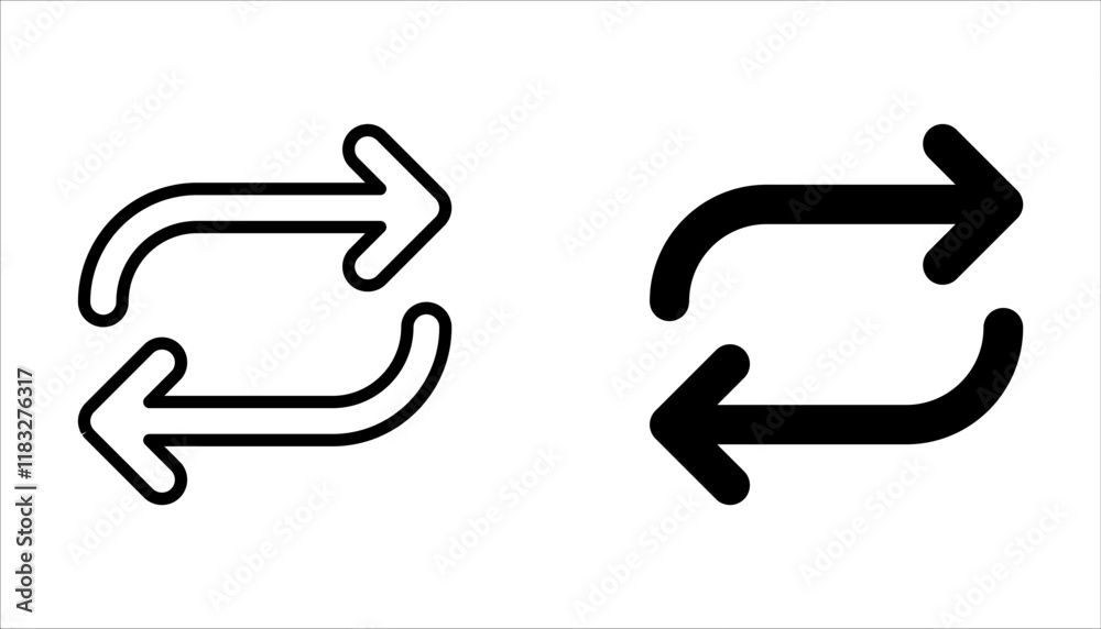 Repeat icon set. Repeating vector symbol on white background Repeat icon set. Repeating vector symbol on white background