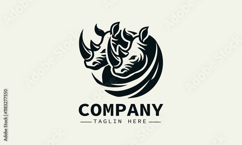 Rhino Vector Logo Design, Powerful Rhino Logo, Wildlife Logo with Rhino, Endangered Rhino Logo, Bold Rhino Logo photo