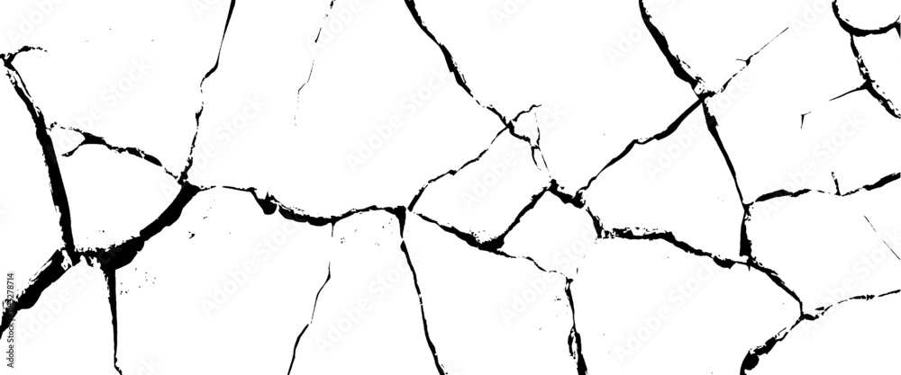 Vector surface cracks and fissures in ground. and surface and scratches Transparent background.