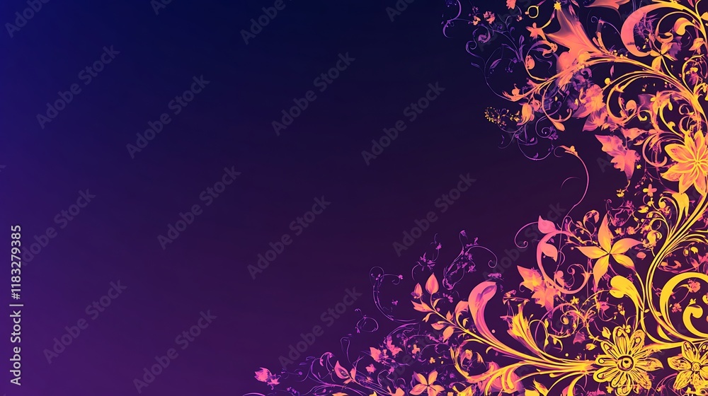Abstract Floral Design With Purple And Yellow Hues Abstract Floral Design With Purple And Yellow Hues