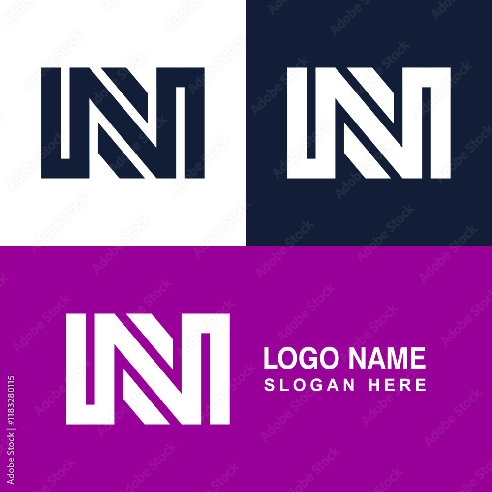 Fototapeta premium N shape monogram, Letter symbols and illustrations.