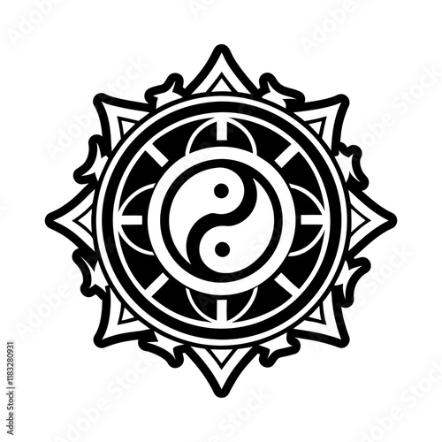 A glyph style icon of yin yang symbol