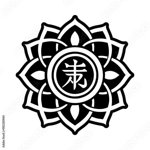 Mandala reiki icon in glyph style