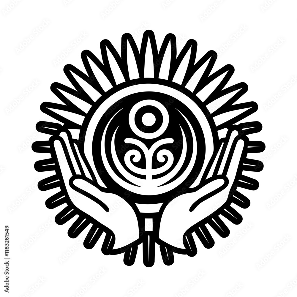 A filled style icon of healing hands symbol A filled style icon of healing hands symbol