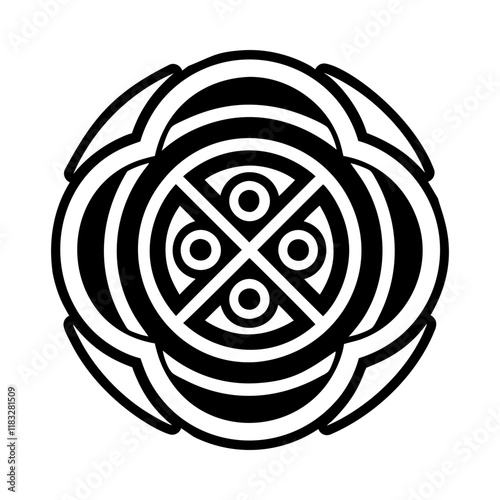 A glyph style icon of karuna symbol