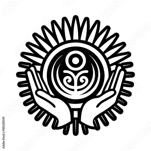 A filled style icon of healing hands symbol