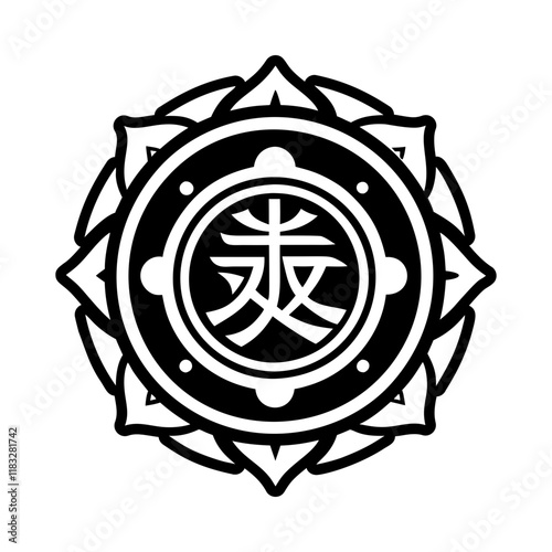 A solid style icon of reiki peace symbol