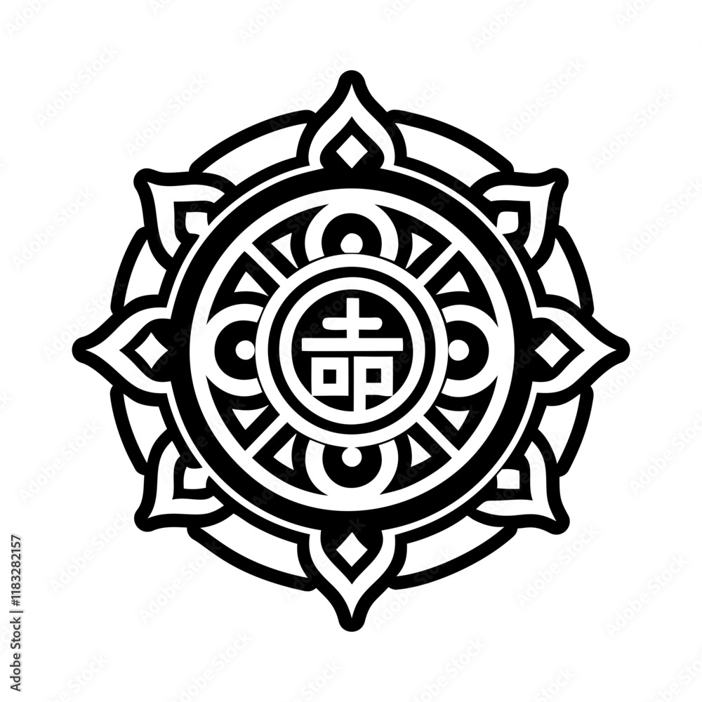 A glyph style icon of sacred tibetan symbol A glyph style icon of sacred tibetan symbol