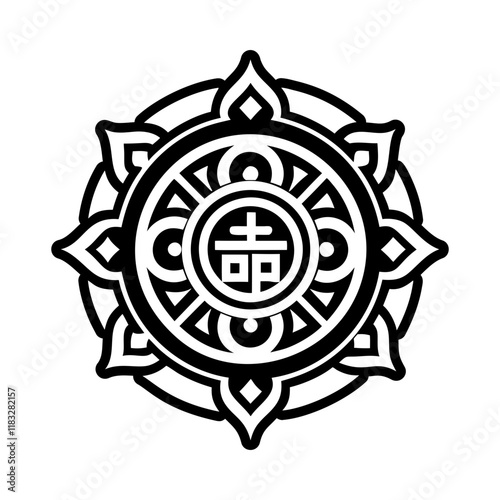 A glyph style icon of sacred tibetan symbol