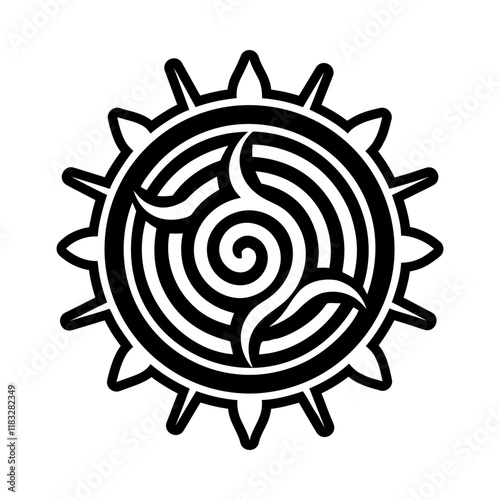 A glyph style icon of twirl energy symbol