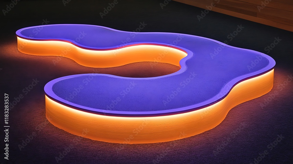 Obraz premium Illuminated Abstract Modern Wave Bench Design