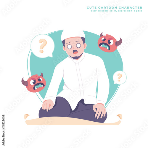 forget during prayer cute cartoon illustration