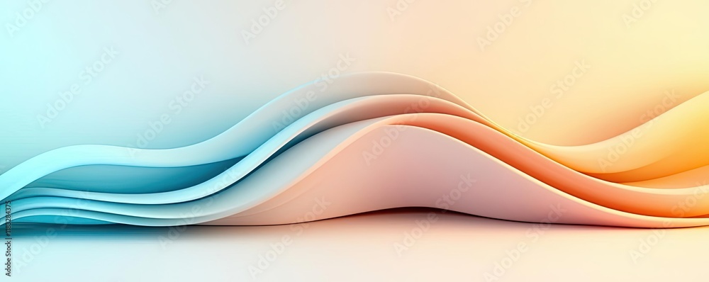 Obraz premium Scenery abstract background idea. Abstract flowing waves in blue and orange hues create a serene visual atmosphere.